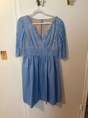 Eliza J Powder Blue Lace Midi Dress